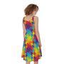 Rainbow Houndstooth Pattern Print Sleeveless Knee Length Dress