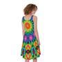 Rainbow Kaleidoscope Print Sleeveless Knee Length Dress