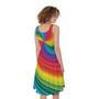 Rainbow Swirl Print Sleeveless Knee Length Dress