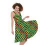 Rasta Striped Pattern Print Sleeveless Knee Length Dress