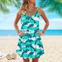 Realistic Dolphins In The Sea Spaghetti Strap Summer Dress