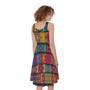 Rectangle Mandala Bohemian Pattern Print Sleeveless Knee Length Dress