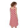 Red And White Checkered Pattern Print Sleeveless Knee Length Dress