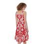 Red And White Damask Pattern Print Sleeveless Knee Length Dress