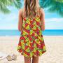 Red And Yellow Watermelon Slices Spaghetti Strap Summer Dress