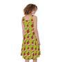 Red Apple Fruit Pattern Print Sleeveless Knee Length Dress