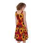 Red Autumn Sunflower Pattern Print Sleeveless Knee Length Dress