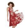 Red Blood Stains Print Sleeveless Knee Length Dress