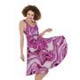 Red Cabbage Print Sleeveless Knee Length Dress