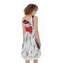 Red Cap Yorkshire Terrier Print Sleeveless Knee Length Dress