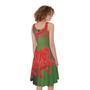 Red Japanese Amaryllis Print Sleeveless Knee Length Dress