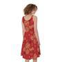 Red Japanese Pattern Print Sleeveless Knee Length Dress