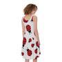 Red Ladybug Pattern Print Sleeveless Knee Length Dress