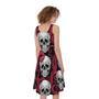 Red Octopus Skull Pattern Print Sleeveless Knee Length Dress