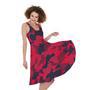 Red Pink And Black Camouflage Print Sleeveless Knee Length Dress