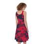 Red Pink And Black Camouflage Print Sleeveless Knee Length Dress