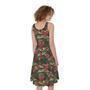 Red Rose Flower Camouflage Print Sleeveless Knee Length Dress