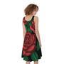 Red Roses Tattoo Print Sleeveless Knee Length Dress