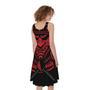 Red Samurai Mask Print Sleeveless Knee Length Dress