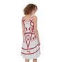 Red Satanic Pentagram Symbol Print Sleeveless Knee Length Dress