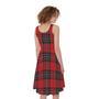 Red Scottish Tartan Pattern Print Sleeveless Knee Length Dress