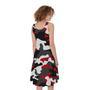 Red Snow Camouflage Print Sleeveless Knee Length Dress