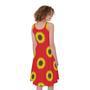 Red Sunflower Pattern Print Sleeveless Knee Length Dress