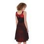 Red Wine Print Sleeveless Knee Length Dress