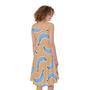 Retro Blue Banana Pattern Print Sleeveless Knee Length Dress