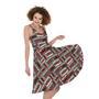 Retro Cassette Tape Pattern Print Sleeveless Knee Length Dress