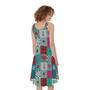 Retro Nautical Patchwork Pattern Print Sleeveless Knee Length Dress