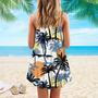 Retro Sunset Palm Trees Tropical Spaghetti Strap Summer Dress