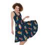 Rockets And Stars Pattern Print Sleeveless Knee Length Dress