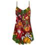 Santa Love Basketball Merry Christmas - V-Neck Sleeveless Cami Dress