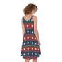 Scandinavian Christmas Pattern Print Sleeveless Knee Length Dress