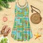 Sea Blue Seamless Pattern With Dolphins Spaghetti Strap Summer Dress