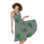 Shamrocks Houndstooth Pattern Print Sleeveless Knee Length Dress