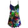 Shark Christmas Art Neon - V-Neck Sleeveless Cami Dress