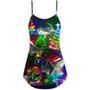 Shark Christmas Art Neon - V-Neck Sleeveless Cami Dress