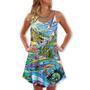 Shark Hippie Colorful Art Peace - V-Neck Sleeveless Cami Dress