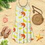 Shrimp On Yellow Lemon Slices Spaghetti Strap Summer Dress