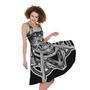 Silver Samurai Mask Print Sleeveless Knee Length Dress