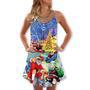 Skateboard Christmas Santa Jumping - V-Neck Sleeveless Cami Dress