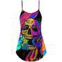 Skull And Moth Night Butterfly Neon Style - V-Neck Sleeveless Cami Dress