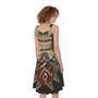 Skull And Roses Tattoo Print Sleeveless Knee Length Dress