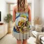 Skull And Sunflower Vintage Amazing Starry Night - V-Neck Sleeveless Cami Dress