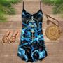 Skull Black Ground Blue - Summer Dress