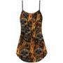 Skull Bullet Head Shot Fire - V-Neck Sleeveless Cami Dress