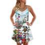 Skull Christmas Xmas Snow Vibe - V-Neck Sleeveless Cami Dress