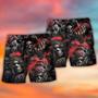 Skull Dark Red Smoke Beach Short